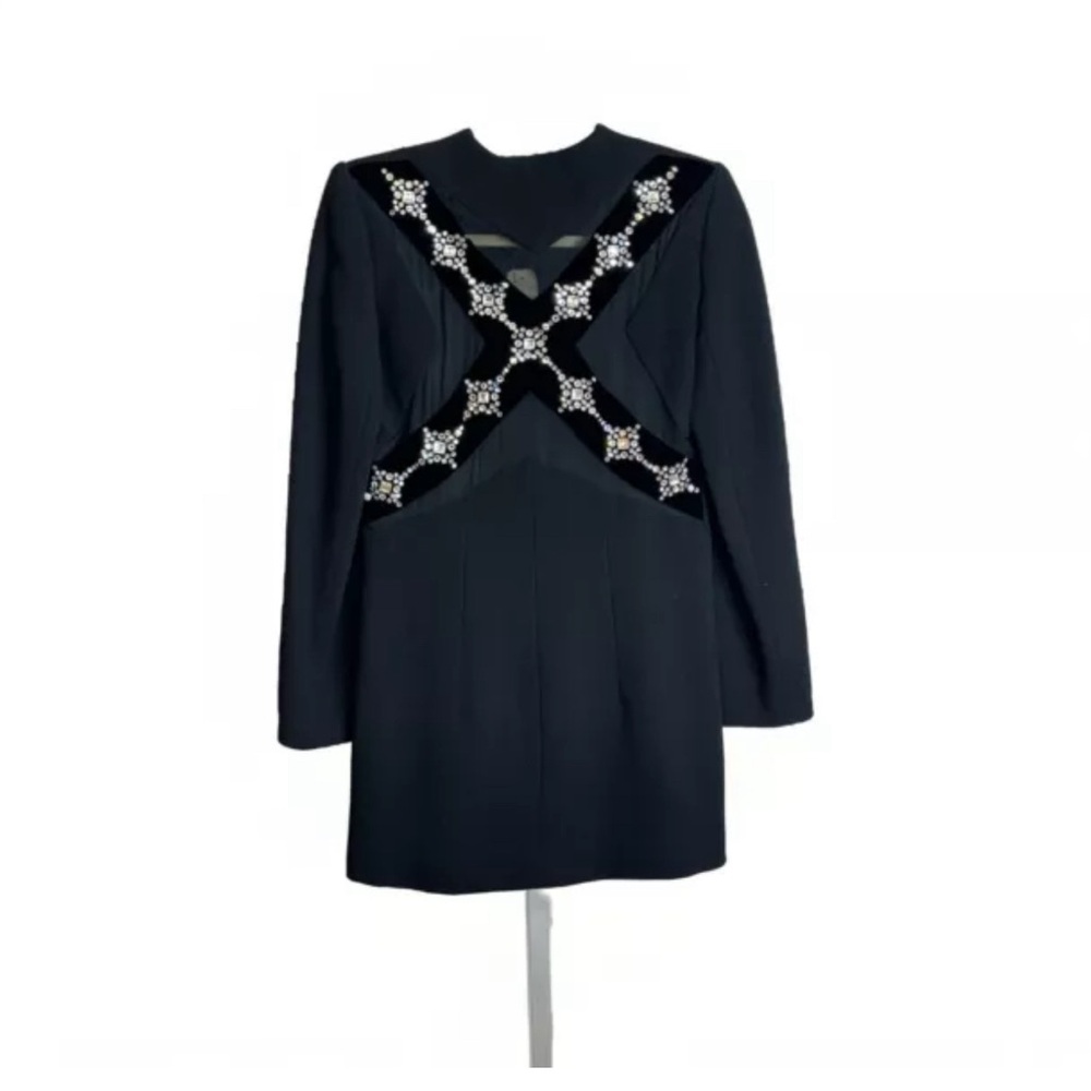 NWT Carolina Herrera Black Embellished Classic Black Dress Sz 4 $3850